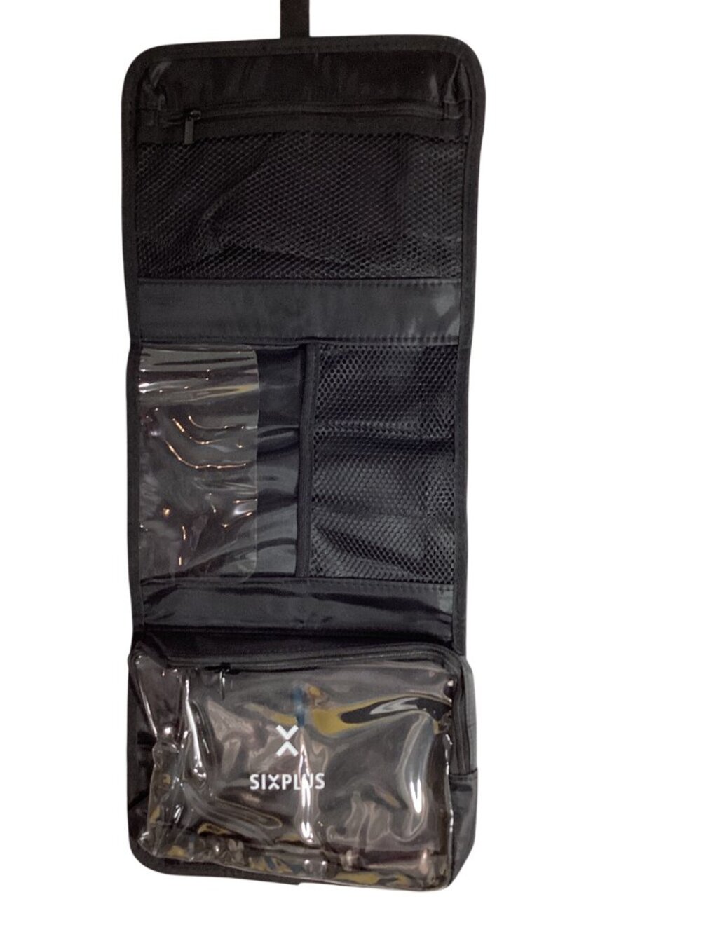 Sixplus Hanging Travel Toiletry Bag*Compartments*Clear Zipper Pouches*Black*NIP